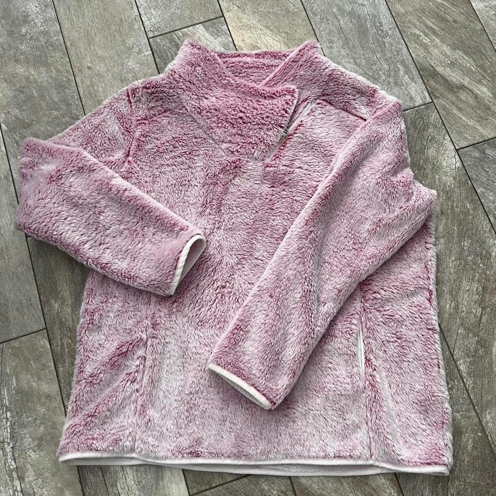 St. John's Bay Pink Faux Fur Pullover with Kangaroo Pouch Women's Size XL - Picture 4 of 8